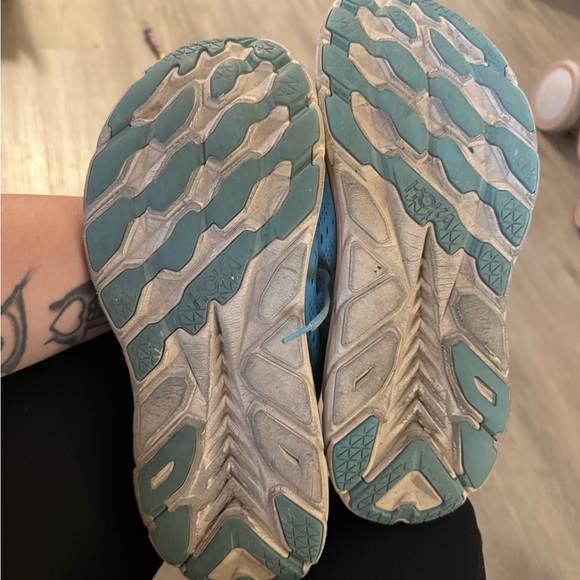 Hoka Light Blue and Red Athletic Shoes - Picture 3 of 4